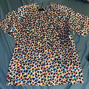 Vintage Multicolor Geometric Pattern Women’s Shirt